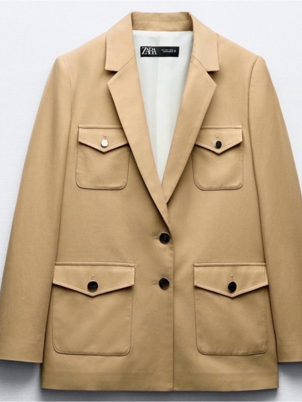 ZARA Pocket Blazer Women’s In Tan Size M